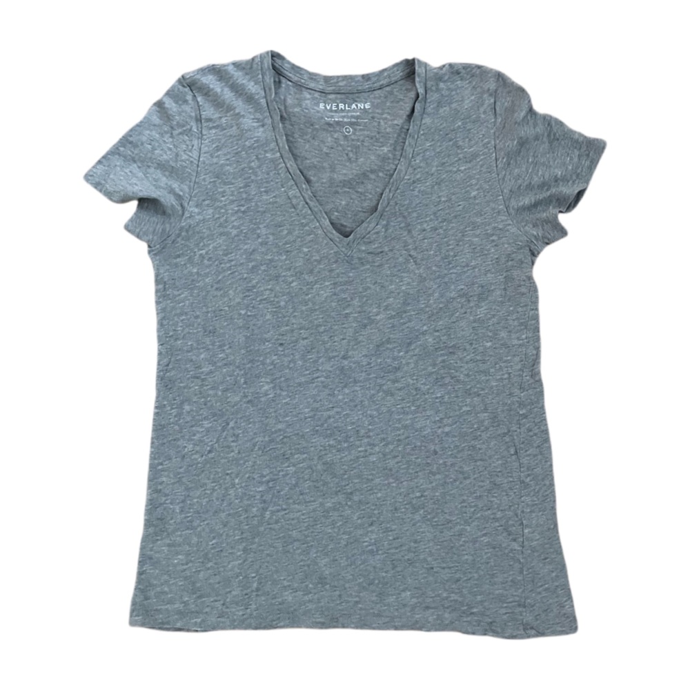 Everlane Pima Cotton V-Neck Womens Size S Heather Gray